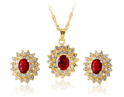 Ожерелье и серьги с красным кристаллом ITALINA: фото 1